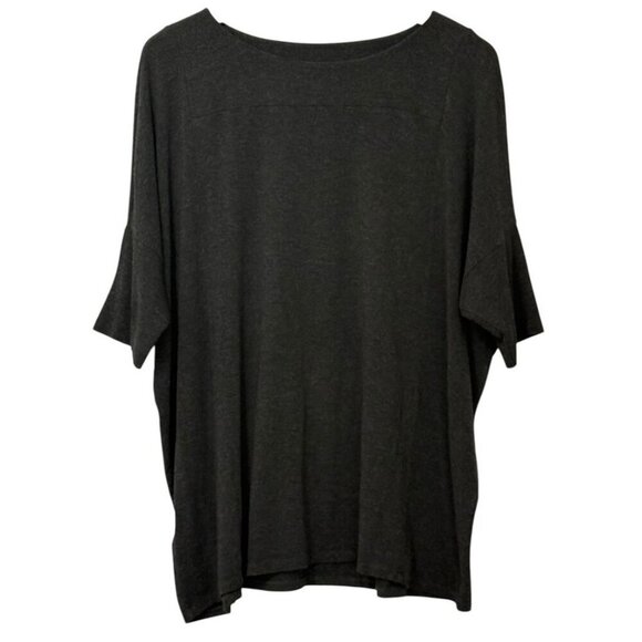 Eileen Fisher System Casual Charcoal Gray Top Stretchy Viscose Blend Boxy Size L - Picture 7 of 7